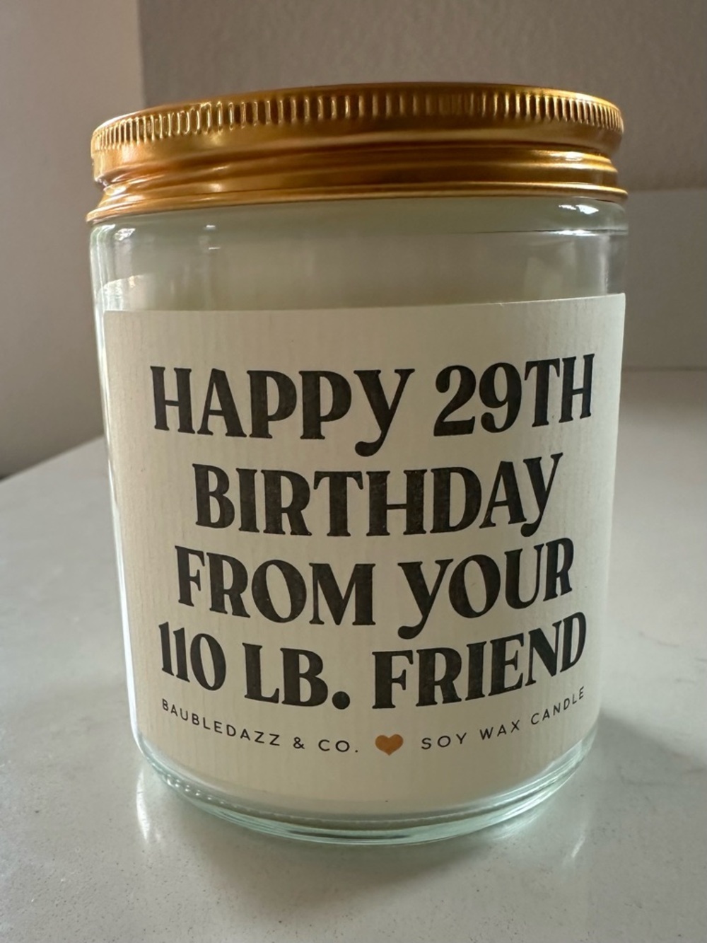 Gold-Lid Soy Candle - Cream Jar (Birthday Message)